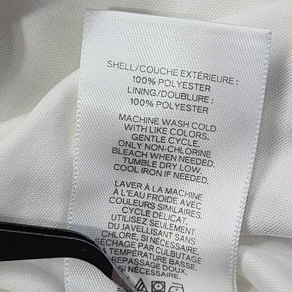 Express Dress Womens 8 White Black Polka Dot Flutter Sleeve Fit & Flare Lined - Picture 8 of 10